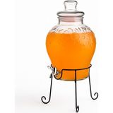 10 Litre Musluklu Cam Su Sebili Şerbetlik ve Damacana Metal Ayaklı - Şeffaf - 10 lt
