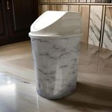 10 Lt. Klick Kapaklı Lüks Çöp Kovası-Granit Mermer desenli Dekoratif Plastik Çöp Kovası 21 * 21h 41 cm