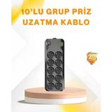 10 lu Çoklu Priz Termal Korumalı Usb Type-c Çıkışlı 2500w Uzatma Kablosu