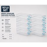 10' lu Set Erkek Ayakkabı Saklama Kutusu Şeffaf Kapaklı İstiflenebilir Ayakkabı Düzenleyici Organizer