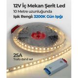 10 Metre 12V 3200K Gün Işığı Şerit Led + 12V 25A Slim Led Trafosu Hazır Set