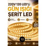 10 Metre 220V 120 Led’li Günışığı Şerit LED Yapışkanlı Direkt Tak Çalıştır Iç ve Dış Mekân Aydınlatma