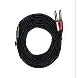 10 Metre 3.5 Mm To 2 X 6.35 Mm Ses Kablosu - Aux To Çivi Jak Mikser Ve Amfi Bağlantı Kablosu