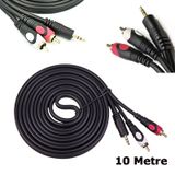 10 Metre 3.5mm Aux Stereo To 2 Rca Tos Ses Kulaklık Kablo - Lüx