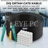 10 Metre Dış Ortam Cat6 İnternet Kablosu Rj45 Pense Ve 30 Adet Rj45 Konnektör Set Modem Pc Tv