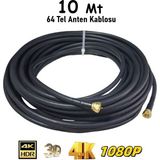 10 Metre Rg6/u4 Gold Uçlu 64 Tel Hazır Uydu Anten Kablosu “tak Çalıştır” (Siyah) - Gold Kablo