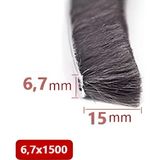 10 Metre Yapışkanlı Kıl Fitil Cam Balkon ve Alüminyum Kapı Pencere Fırça Fitili 8-10-12-15-20MM - 15mm