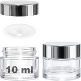 10 ml Cam Kavanoz Şeffaf 10 cc Mini Krem Kavanozu Aynalı Kapaklı Lip Balm 2 Adet - Şeffaf - Gri