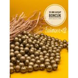 10 mm Ham Ahşap Boncuk (50 Gram 110 Adet) Dar Delik Çapı 2 mm Makrome Çanta Bileklik Takı Renkli - Altın Sarı