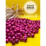 10 mm Ham Ahşap Boncuk (50 Gram 110 Adet) Dar Delik Çapı 2 mm Makrome Çanta Bileklik Takı Renkli - Fuşya