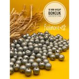 10 mm Ham Ahşap Boncuk (50 Gram 110 Adet) Dar Delik Çapı 2 mm Makrome Çanta Bileklik Takı Renkli - Gümüş Gri