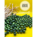 10 mm Ham Ahşap Boncuk (50 Gram 110 Adet) Dar Delik Çapı 2 mm Makrome Çanta Bileklik Takı Renkli - Haki Yeşili