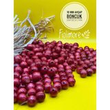 10 mm Ham Ahşap Boncuk (50 Gram 110 Adet) Dar Delik Çapı 2 mm Makrome Çanta Bileklik Takı Renkli - Kırmızı