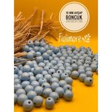 10 mm Ham Ahşap Boncuk (50 Gram 110 Adet) Dar Delik Çapı 2 mm Makrome Çanta Bileklik Takı Renkli - Mavi