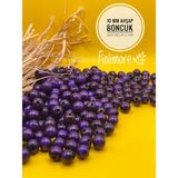 10 mm Ham Ahşap Boncuk (50 Gram 110 Adet) Dar Delik Çapı 2 mm Makrome Çanta Bileklik Takı Renkli - Mor