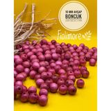10 mm Ham Ahşap Boncuk (50 Gram 110 Adet) Dar Delik Çapı 2 mm Makrome Çanta Bileklik Takı Renkli - Pembe