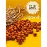 10 mm Ham Ahşap Boncuk (50 Gram 110 Adet) Dar Delik Çapı 2 mm Makrome Çanta Bileklik Takı Renkli - Turuncu