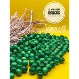 10 mm Ham Ahşap Boncuk (50 Gram 110 Adet) Dar Delik Çapı 2 mm Makrome Çanta Bileklik Takı Renkli - Yeşil