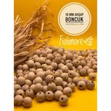 10 mm Ham Ahşap Boncuk (50 Gram 110 Adet) Dar Delik Çapı 2 mm Makrome Çanta Bileklik Takı Renkli