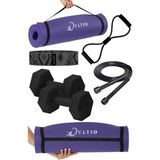 10 mm Pilates Minderli Harika Pilates Seti Fitness Dambıl Pilates Lastiği Atlapa Ipi - Mor