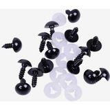 10 mm Vidalı Güvenlik Göz – 5 Çift (10 Adet) Siyah Plastik Oyuncak Göz Seti – Amigurumi, El Yapımı Oyuncak ve Peluş İçin