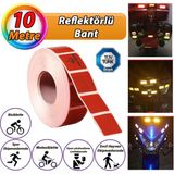 10 mt Reflektörlü Reflektif Fosforlu Araç Oto Kamyon Şerit Bant Tüvtürk Onaylı Kesikli Kırmızı Ikaz Bandı