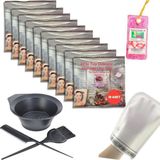 10 Paket Hamam Otu Toz Tüy Dökücü + Boya Kabı + Tarak + Fırça + Hamam Kesesi + Topuk Taşı B - Çok Renkli