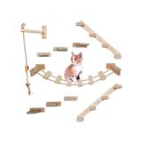 10 Parça Doğal Ahşap Duvar Kedi Oyun Merdiveni Seti Köprü SET1 ahsap