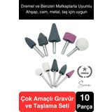10 Parça Hobi Gravür Dremel Taşlama Ucu Mini Metal Ahşap Oyma Seti Parlatma Zımparalama Fırçalama