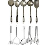 10 Parça Paslanmaz Çelik, Spatula, Kevgir, Kepçe, Kaşık, Çırpıcı Çeyiz Hazırlık Seti