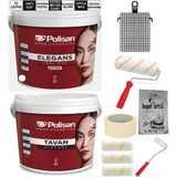 10 Parça Polisan Boya Seti 17,5kg / 12,5lt Elegans Extra Iç Cephe Duvar Boyası Antiküf Antibakteriyel + 17,5kg Elegans Tavan Boyası Anti Küf Anti Bakteriyel Set - Sonbahar Akşamı