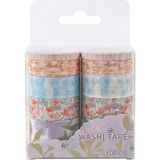 10 Parça Washi Tape Seti - Renkli Çiçek ve Doğa Temalı Dekoratif Bantlar