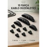 10 Parça Yapışkanlı Kablo Toplayıcı Düzenleyici Klips Masa Tv Bilgisayar Şarj Kablosu Tutucu Masaüstü