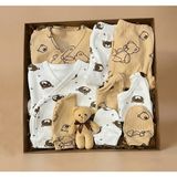 10 Parça Yeni Doğan Hastane Çıkışı & Hoş Geldin Bebek Seti (Hediye Kutulu & Ayıcıklı) – Babyshower - Taba - Açık Kahverengi - 0 - 3 Ay