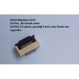 10 Pin 0.5 Adımlı Alt Kontak Flex Soketi Flex Ffc Konnektörü 10-0.5-Alt