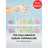 10 Pkt Tek Kullanımlık Sabun Yaprakları Seti – Çocuklar İçin Hijyen, Seyahat ve Okul İçin Pratik