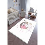 10 Post Online Gri Pembe Beyaz Kaymaz Oval Kesme 80x250 cm Çocuk Odası Halı