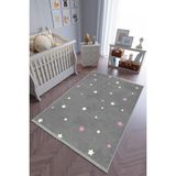10 Post Online Gri Pembe Beyaz Kaymaz Oval Kesme 80x375 cm Çocuk Odası Halı