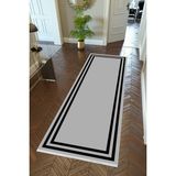 10 Post Online Gri Siyah Dijital Baskı Kaymaz Oval Kesme 120x230 cm Yolluk