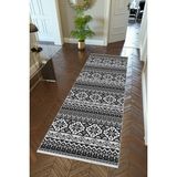 10 Post Online Gri Siyah Dijital Baskı Kaymaz Oval Kesme 180x290 cm Yolluk