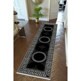 10 Post Online Gri Siyah Dijital Baskı Kaymaz Oval Kesme 80x225 cm Yolluk