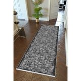 10 Post Online Gri Siyah Dijital Baskı Kaymaz Oval Kesme 80x300 cm Yolluk