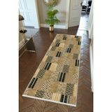 10 Post Online Kahverengi Krem Kaymaz Kesme İnce Dijital Baskı Haki 70x220 cm Yolluk