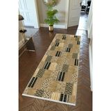 10 Post Online Kahverengi Krem Kaymaz Kesme İnce Dijital Baskı Haki 80x225 cm Yolluk