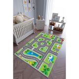 10 Post Online Kaymaz Oval Kesme Renkli Antrasit 120x180 cm Çocuk Odası Halı