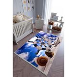10 Post Online Lacivert Kaymaz Oval Kesme 140x260 cm Çocuk Odası Halı