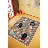 10 Post Online Mutfak Halısı Modern Aşçı Temalı Kahverengi Kaydırmaz Kesme Yıkanabilir Ince Halı - 50 x 80 cm