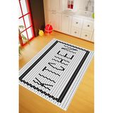 10 Post Online Mutfak Halısı Modern Kitchen Yazılı Beyaz Siyah Kaydırmaz Kesme Yıkanabilir Ince Halı - 100 x 150 cm