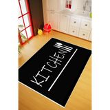 10 Post Online Mutfak Halısı Modern Kitchen Yazılı Siyah Beyaz Kaydırmaz Kesme Yıkanabilir Ince Halı - 100 x 200 cm