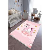 10 Post Online Pembe Sarı Kaymaz Oval Kesme 200x300 cm Çocuk Odası Halı